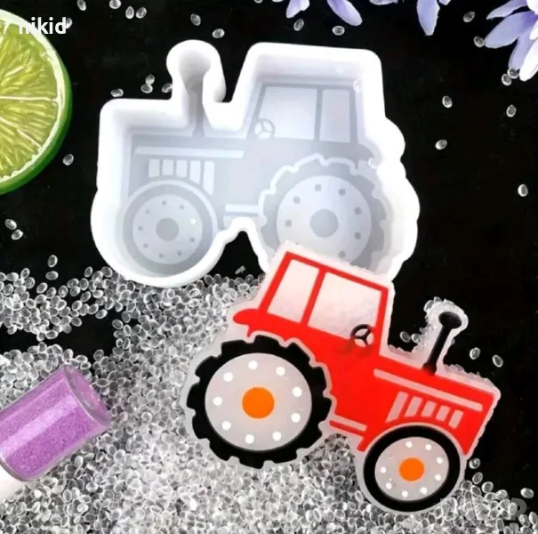Трактор голям дълбок силиконов молд форма калъп смола шоколад гипс сапун свещ декор, снимка 1