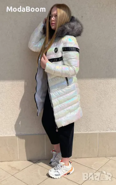 Phillip Plein Дълго Бяло Зимно Дамско Яке, снимка 1