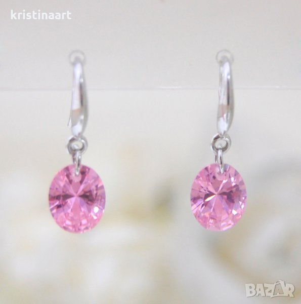 Сребърни обеци *Елипс* с  кристали Swarovski, снимка 1