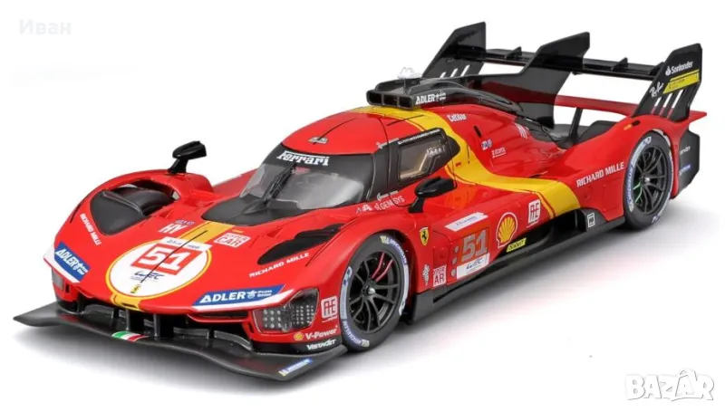 Количка Ferrari 499P Le Man 1:24 Ферари Бураго модел, снимка 1