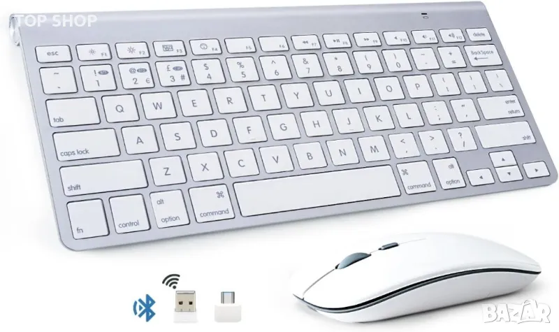 Комбинация от Bluetooth клавиатура и мишка за Mac QWERTY тиха безжична мишка и клавиатура, снимка 1