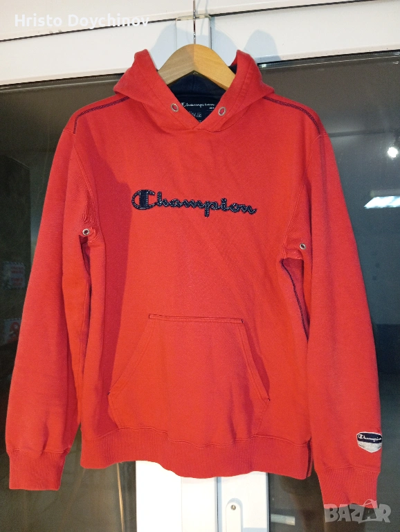 Оригинално червено худи Champion, размер L, снимка 1