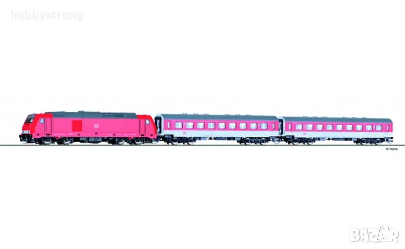 Начален комплект с TRAXX локомотив и два вагона DB AG TT 1:120 Tillig 01437, снимка 1
