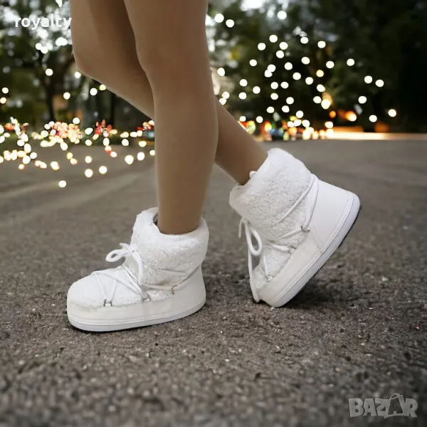 Апрески на платформа - бяла кожа, снимка 1