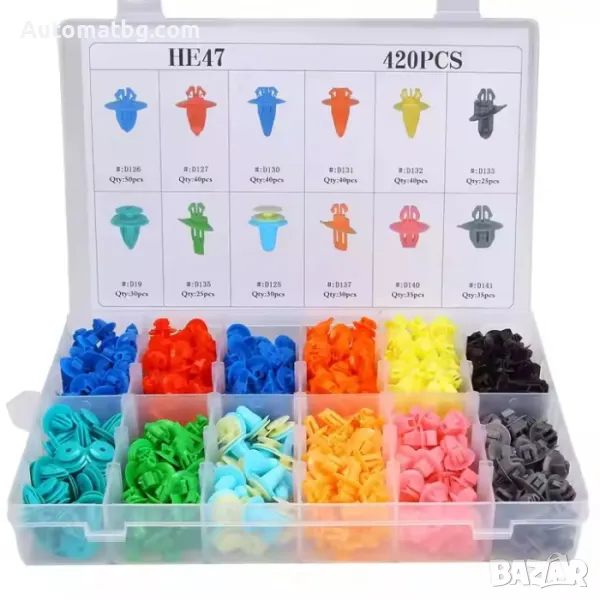 К-т щипки Automat, Универсални клипсове, За броня, калник и др, 420бр, снимка 1