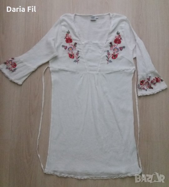 Невероятно красива риза/рокля в бяло с бродерия цветя и дантела , снимка 1
