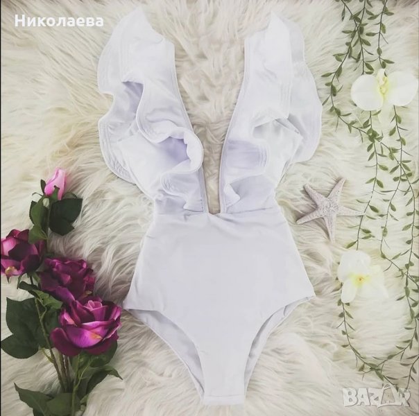 Бял цял бански М, Л размер, снимка 1