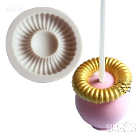 Релефен кръг колелце силиконов молд форма декор торта сладки фондан и др. украса, снимка 1