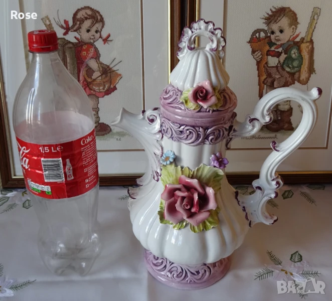 Ваза стил Capo di Monte с капак, снимка 1