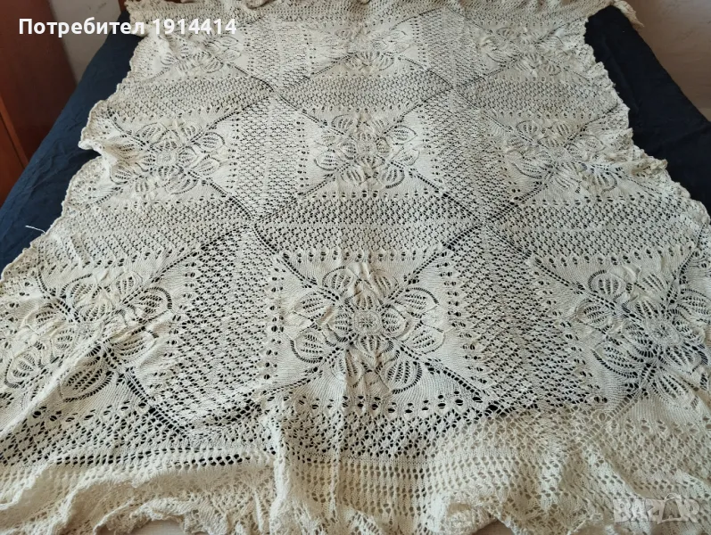 Покривка за маса голяма ръчно плетена, снимка 1