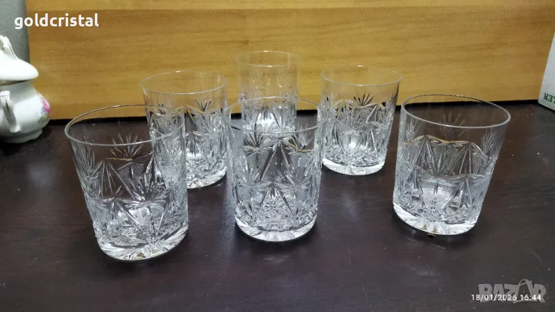 Стар български кристал чаши за уиски , снимка 1
