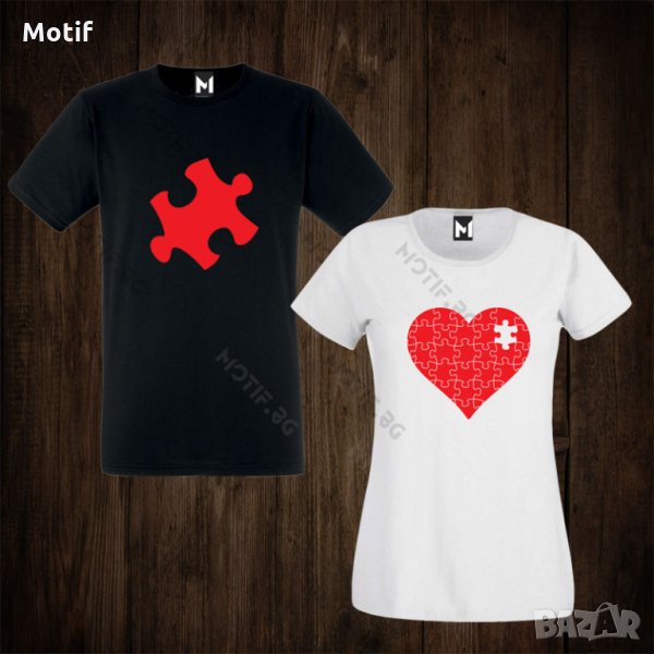 Тениски за двойки - Свети Валентин - дамска тениска + мъжка тениска , снимка 1