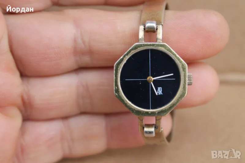 Дамски сребърен Швейцарски часовник с позлата /17 камъка/, снимка 1