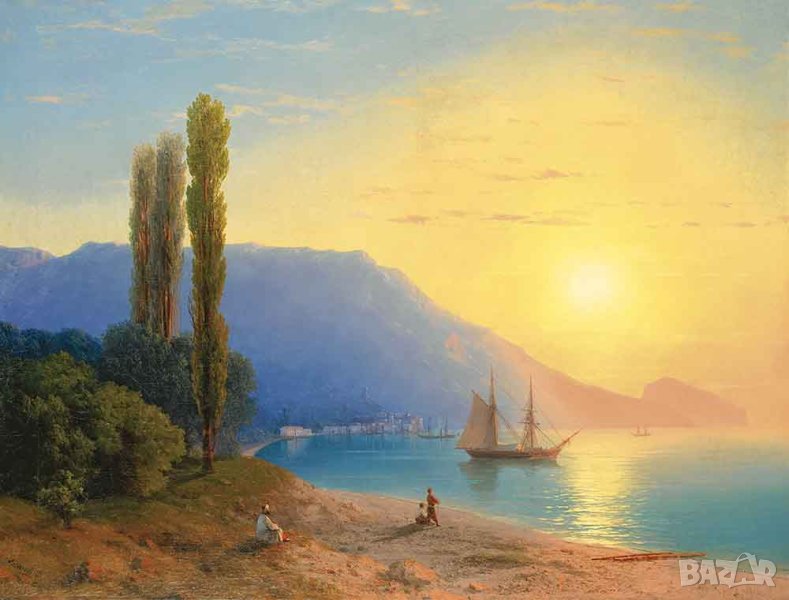 Айвазовски, ”Залез над Ялта”, морски пейзаж, картина, снимка 1