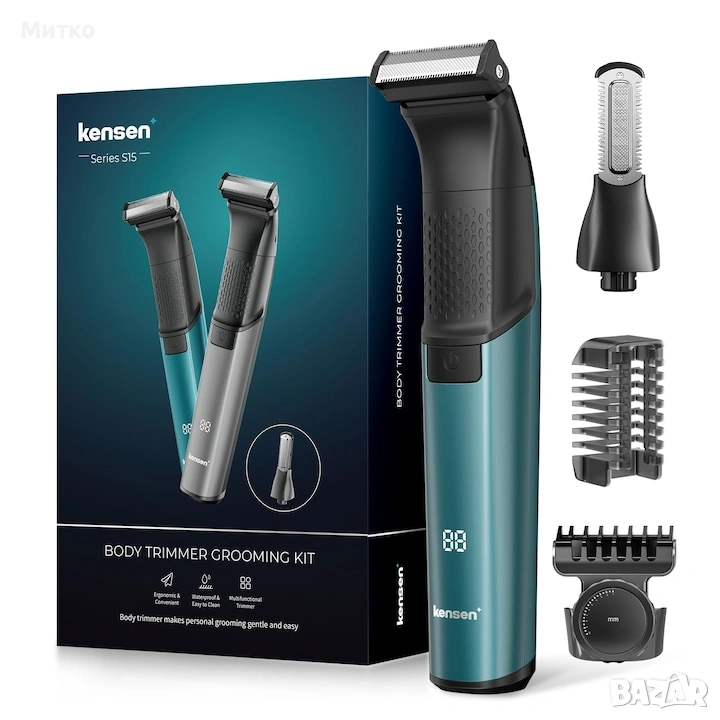 Електрическа самобръсначка Kensen, с въртящи се ножчета, черна, за мъже, снимка 1