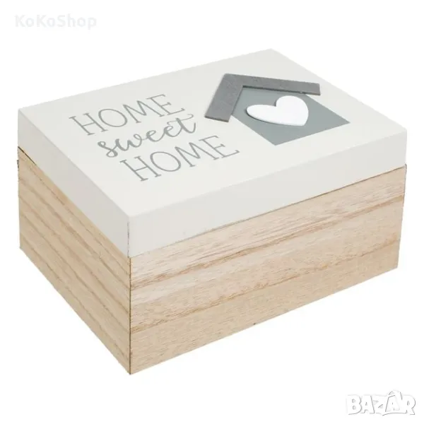 Декоративна кутия Home sweet home 24x10x7 см. дървена кутия за декорация, снимка 1
