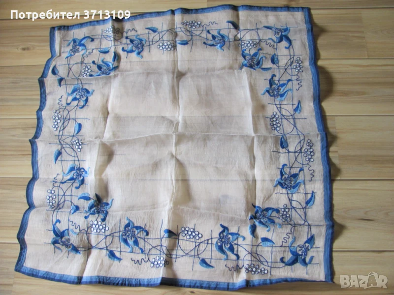 Красива винтидж ръчно бродирана покривка , 90х90см., снимка 1