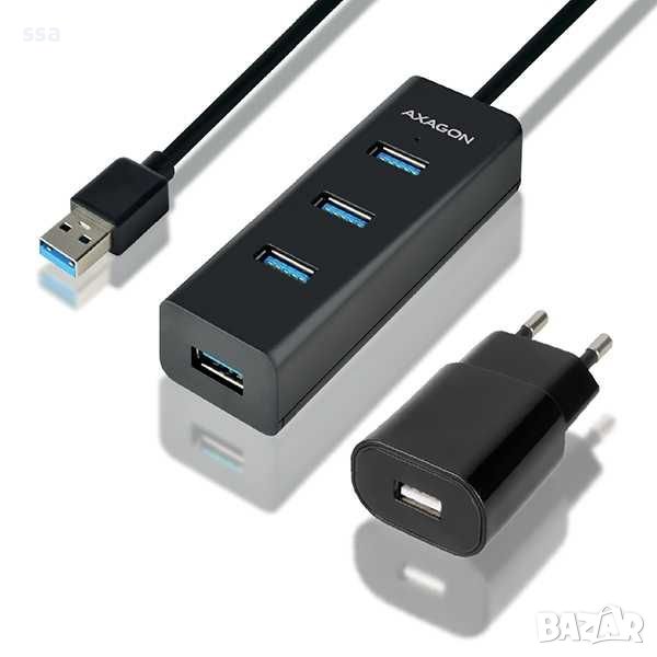 AXAGON 4x USB3.0 Charging Hub 1.2m Cable, Incl. AC Adapter - HUE-S2BP, снимка 1