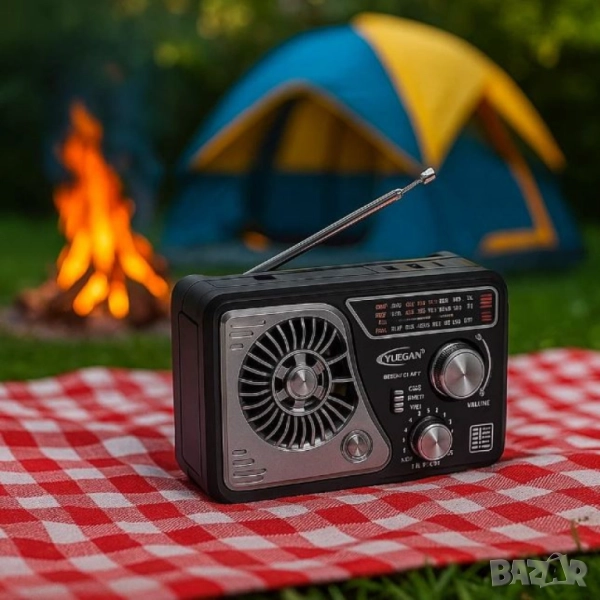 Мултифункционално радио, Bluetooth, USB, Слънчево зареждане, снимка 1