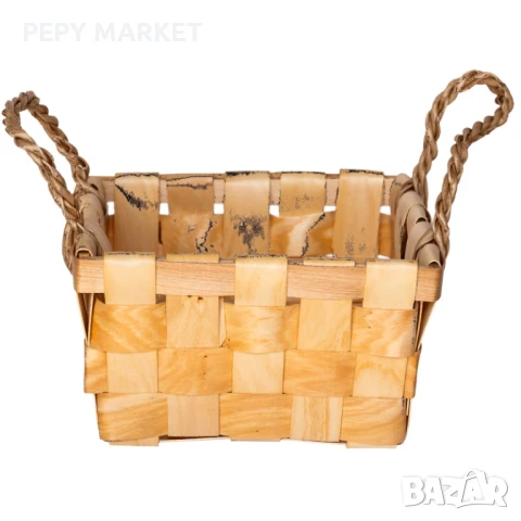 Плетена кошница с дръжки, 21*21*13 см Практична за аранжиране и декорация, с достатъчно място за съх, снимка 1