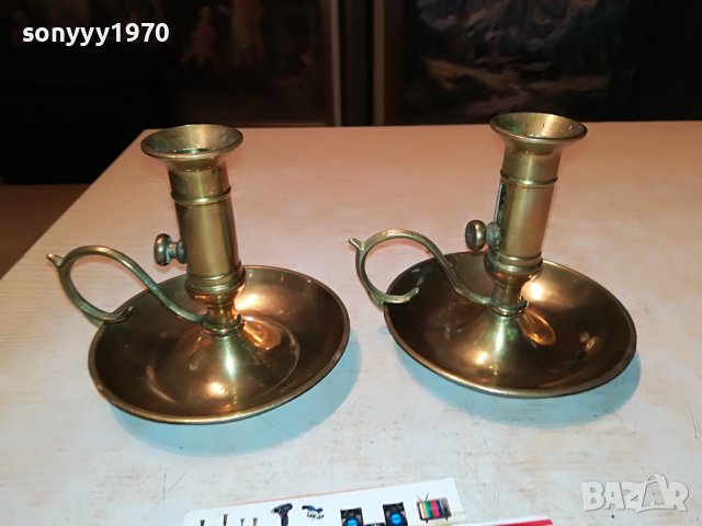 СВЕЩНИЦИ ОТ ФРАНЦИЯ 2бр-МЕД/МЕСИНГ 1911221958, снимка 16 - Антикварни и старинни предмети - 38728076