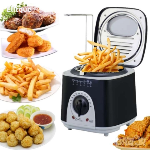 Фритюрник и уред за приготвяне на фондю, 950W 80°-190°С, 1л., 6бр. вилици, Черен, снимка 5 - Фритюрници - 52843055