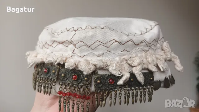 Етно шапка,носия,бронз,сребро,кърпа,накит,монети,Боне,таке,фесче , снимка 9 - Антикварни и старинни предмети - 49177141