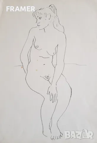 Стоян Венев (1904-1989) Модел голо тяло от 1970те години, снимка 2 - Картини - 48427974