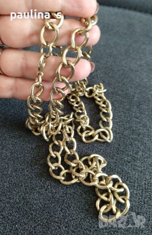 Дълъг гердан тип верига в златисто , снимка 2 - Колиета, медальони, синджири - 37477933