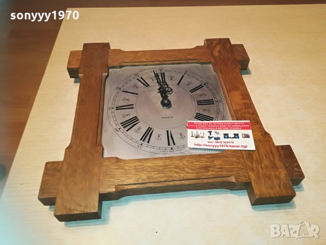 дървен часовник от германия 33х33см 0604212058, снимка 5 - Колекции - 32452231