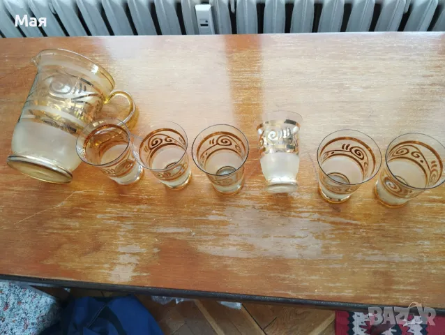 Чаши за вино с кана златен кант от средата на миналия век винтидж, снимка 15 - Сервизи - 50280354