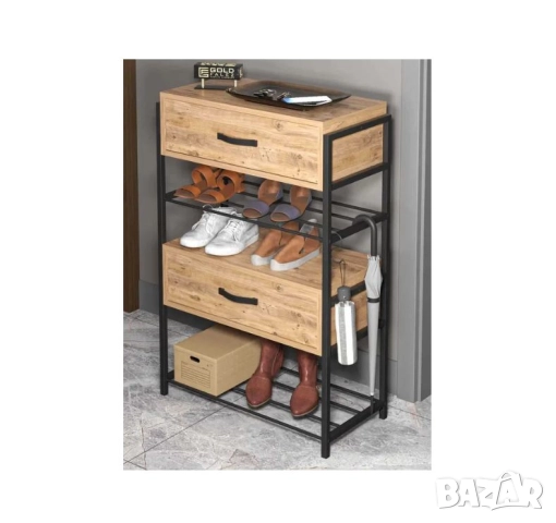 Шкаф за обувки с 4 рафта и 2 врати/ Етажерка за обувки/ Рафт за обувки