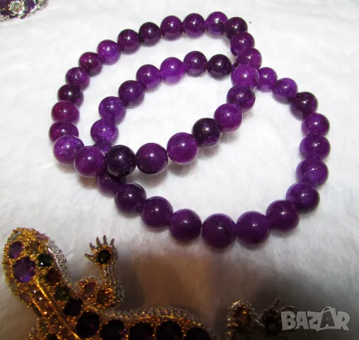 Гривна пурпурен сугилит 8.2мм подходяща за подарък, йога, медитация, снимка 3 - Подаръци за жени - 49600057