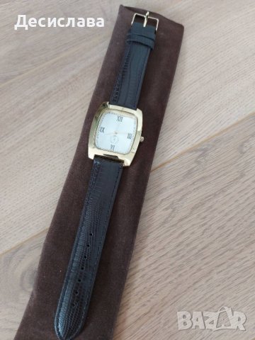 Мъжки елегантен часовник с тъмно кафява кожена каишка