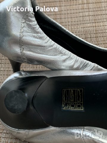Уникални скъпи сребристи обувки CAFENOIR Италия, снимка 4 - Дамски обувки на ток - 33198245