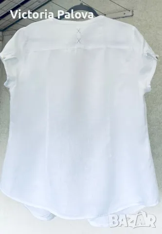 Бяла ленена блуза-риза CHRISTIAN BERG, снимка 4 - Ризи - 49875455