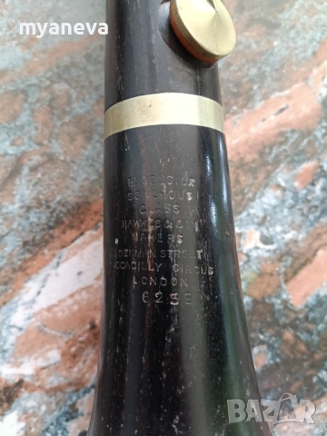Кларинет, vintage ,  произведен от Hawkes & Son в Лондон, снимка 7 - Духови инструменти - 53539170