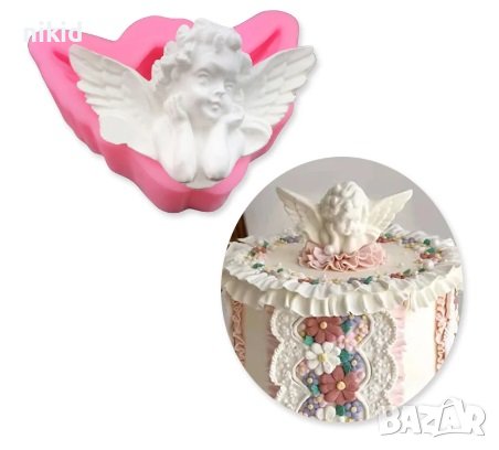 Ангел дете на лакти силиконов молд форма декорация торта фондан шоколад гипс кръщене
