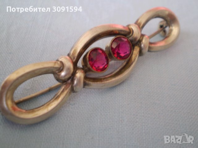сребърна брошка с рубини арт деко 1930г, снимка 3 - Антикварни и старинни предмети - 36891908