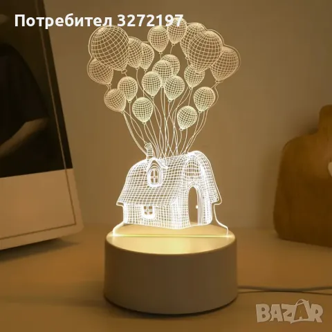 Холограмна 3D LED лампа - Балонна къща, снимка 3 - Настолни лампи - 49582913