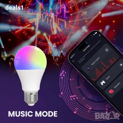 MOES Интелигентна Bluetooth LED Крушка с Регулируема Светлина 9W E27 Регулируем Цвят , снимка 9 - Лед осветление - 47704774