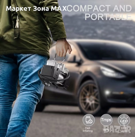 Супер Компресор за Гуми с Куфар – Бързо и Лесно Надуване до 150 PSI, снимка 6 - Аксесоари и консумативи - 52893581