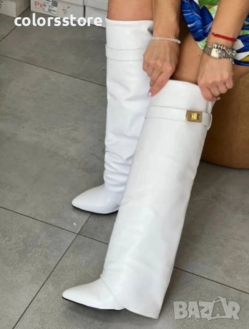 Ботуши на платформа - бял лак - K-40