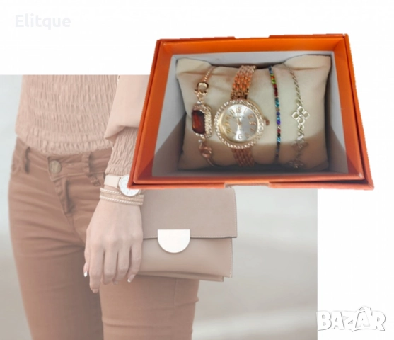 Луксозен дамски комплект часовник и гривни, снимка 2 - Бижутерийни комплекти - 52778138