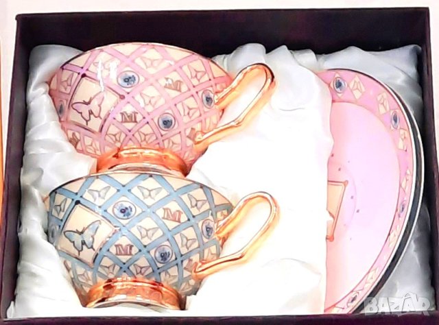 Костен порцелан чаши за двама за кафе, чай или капучино, снимка 3 - Подаръци за сватба - 31062001