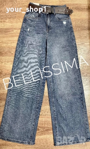 Дамски дънки + колан широк крачол wide leg 