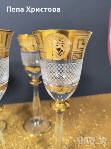 чаши за ракия -  Бохемия - Christina- Versace Gold, снимка 5 - Чаши - 50943761