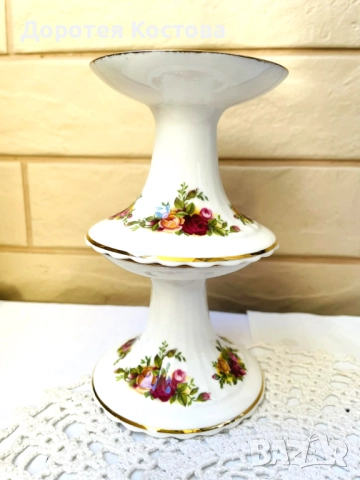 ROYAL ALBERT красиви свещници от костен порцелан от Англия, снимка 5 - Антикварни и старинни предмети - 52957843