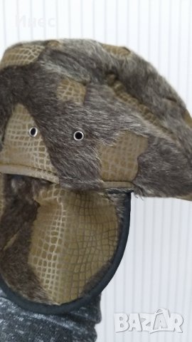 маслено зелена с косъм шапка, снимка 3 - Шапки - 27600122