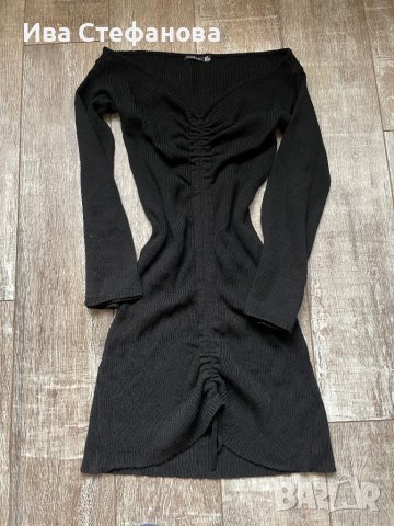 Нова елегантна ежедневна акрил  черна еластична фабрично плетиво плетка  рокля рипс , снимка 8 - Рокли - 43401169